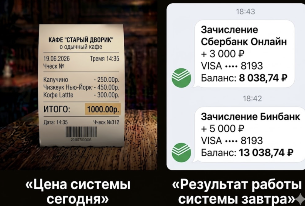 Сравнение: цена системы сегодня и результат её работы завтра