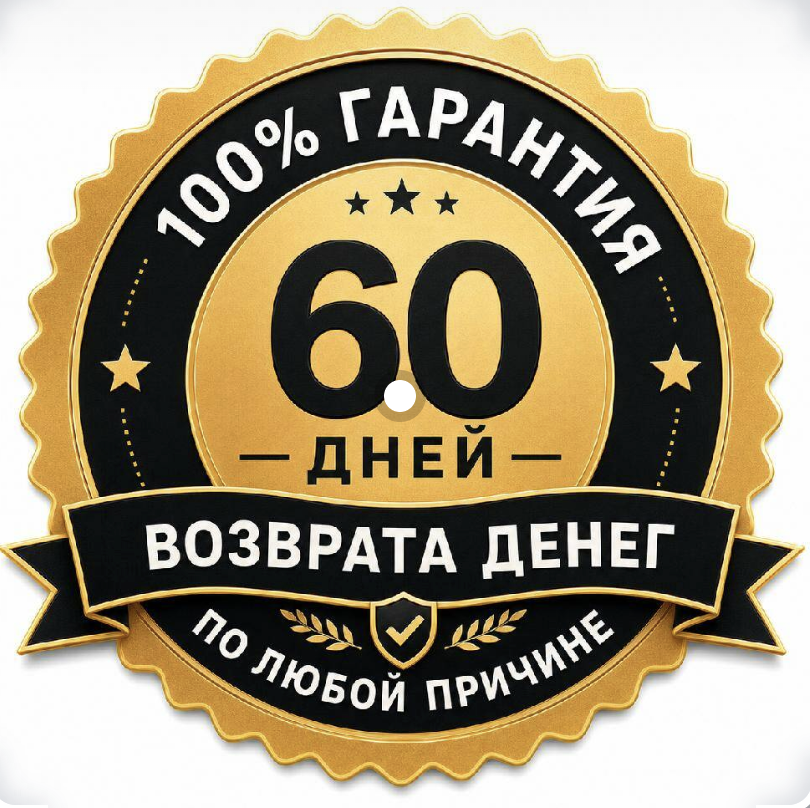 Значок гарантии: 100% возврат денег в течение 60 дней